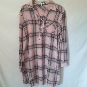 VGW-She & Sky rose flannel lace up dress